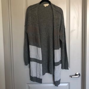 Mouchette Color Block Open Front Cardigan Sweater